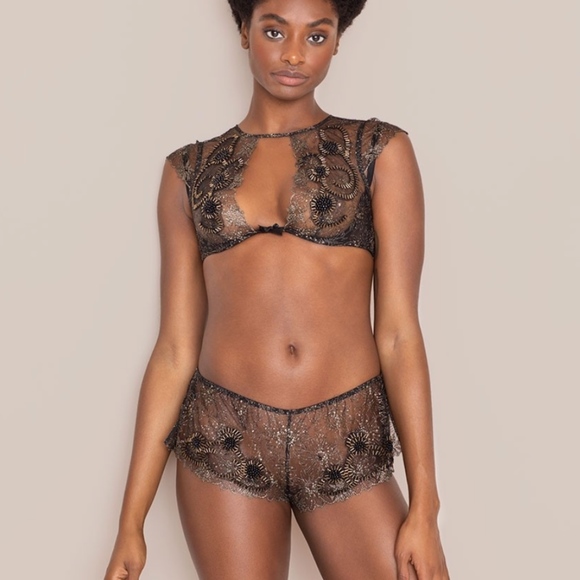 NEW! AGENT PROVOCATEUR SOIREE KIMIKO BLACK GOLD BEADED EMBELLISHED COUTURE BRA 4 - Picture 9 of 9